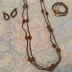 Charming Charlie Brown Beaded Layering Necklace Set